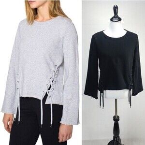 Betsey Johnson Black Lace Up Sweater XS